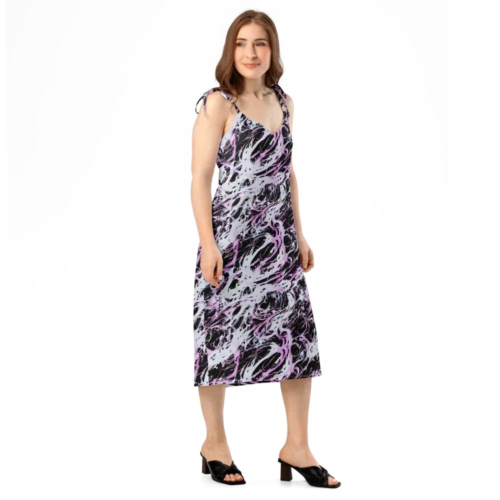 Electric Noir on Slip Dress — Right Front