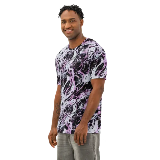 Electric Noir on a Men's Cotton Crew Neck T-Shirt