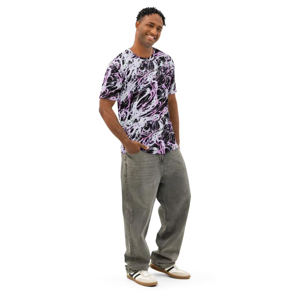 Electric Noir on Men's Cotton Crew Neck T-Shirt — Right Front