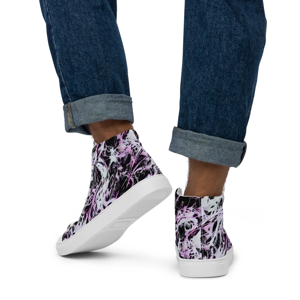Electric Noir on Men's High Top Canvas Shoes — Back