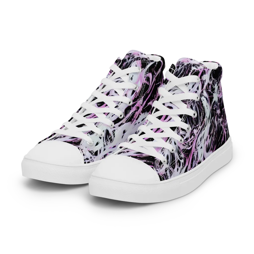 Electric Noir on Women's High Top Canvas Shoes — Left Front
