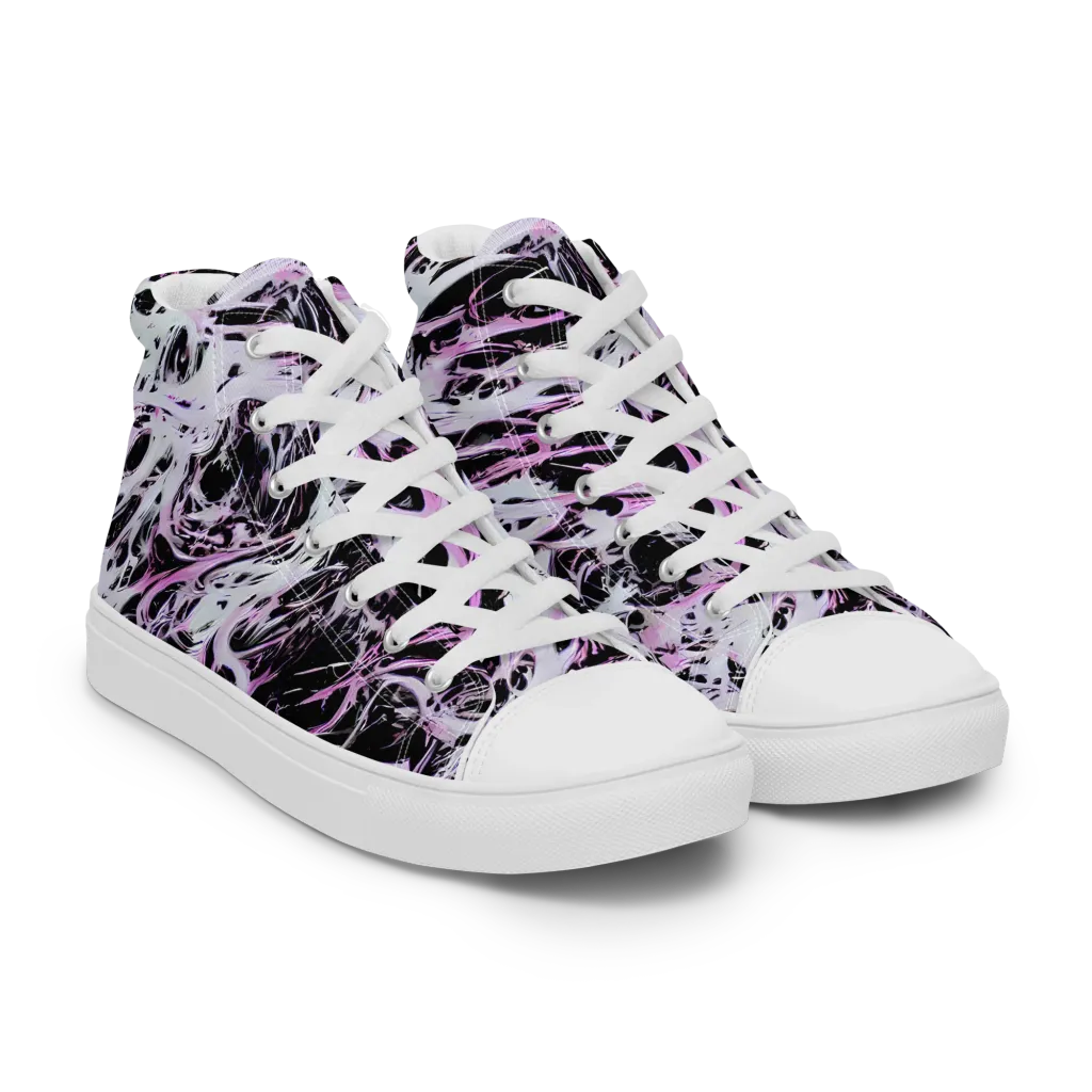 Electric Noir on Women's High Top Canvas Shoes — Right Front