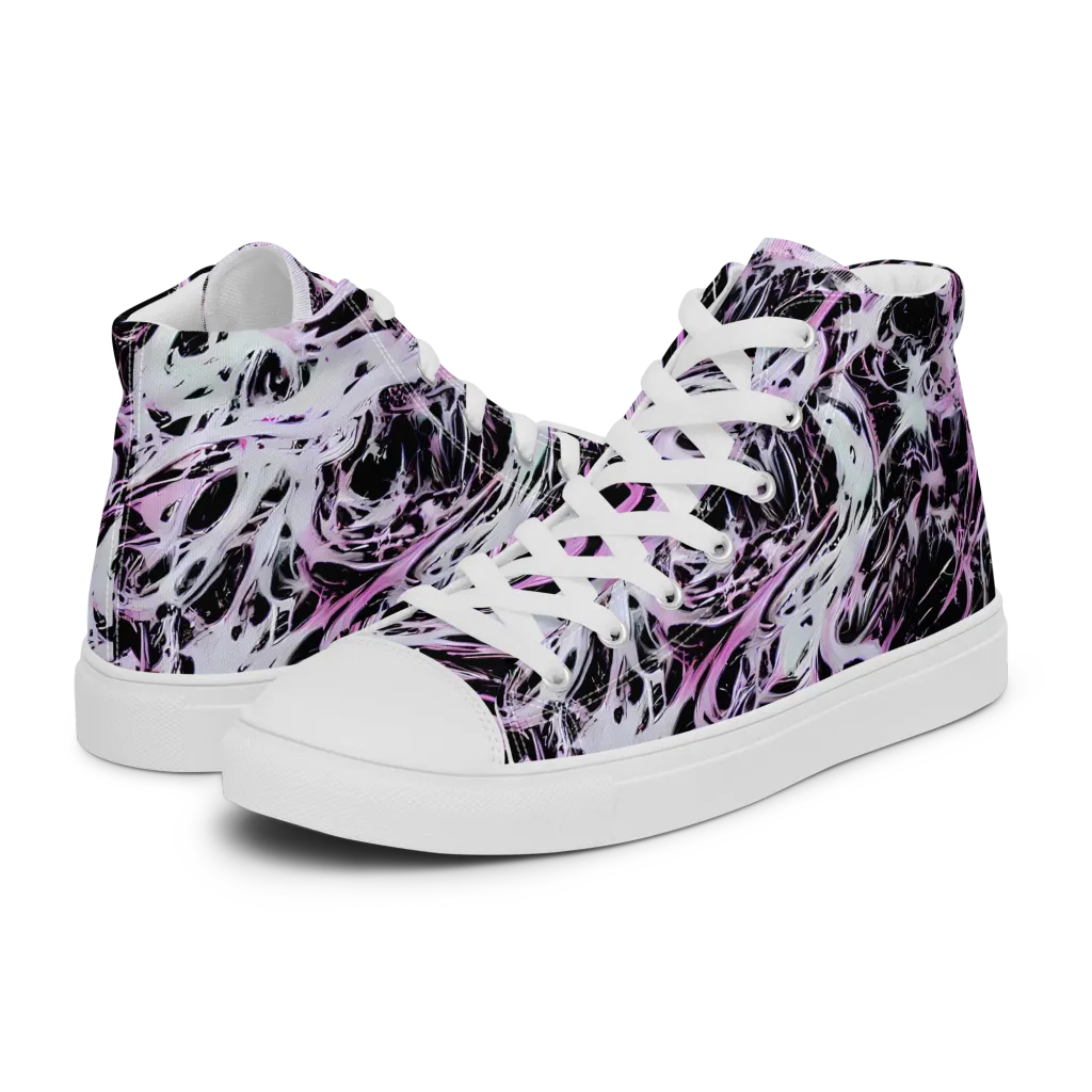 Electric Noir on Women's High Top Canvas Shoes — Left