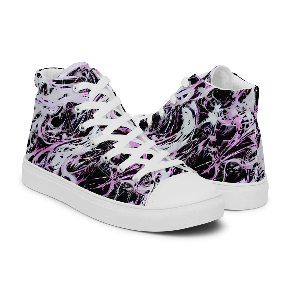 Electric Noir on Women's High Top Canvas Shoes — Right