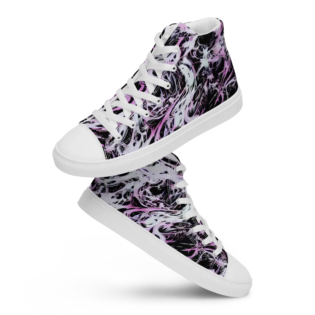Electric Noir on Women's High Top Canvas Shoes — Front