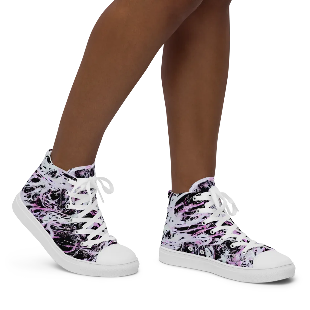 Electric Noir on Women's High Top Canvas Shoes — Right