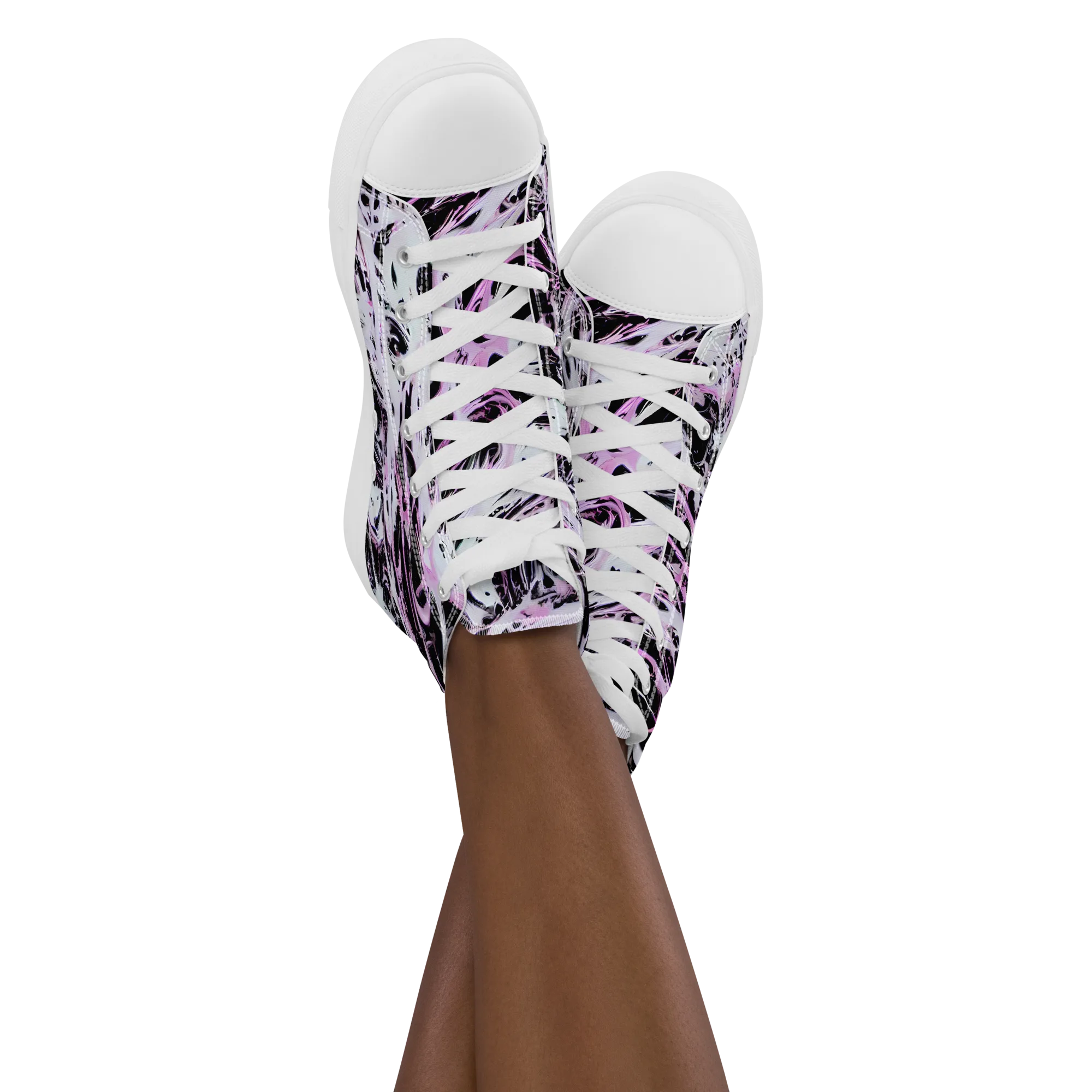 Electric Noir on Women's High Top Canvas Shoes — Front