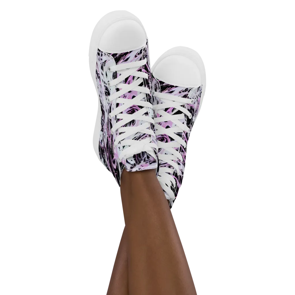 Electric Noir on Women's High Top Canvas Shoes — Front