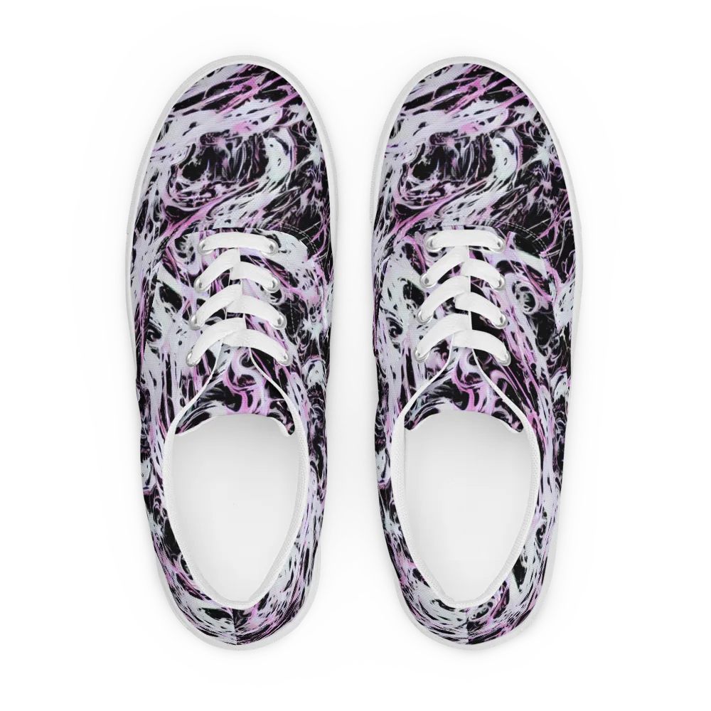 Electric Noir on Men's Lace-Up Canvas Shoes — Front