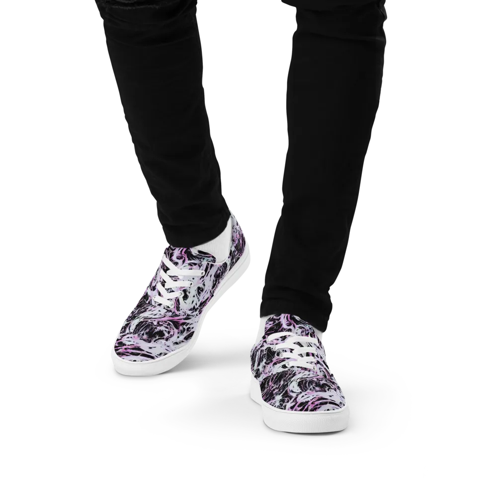 Electric Noir on Men's Lace-Up Canvas Shoes — Front