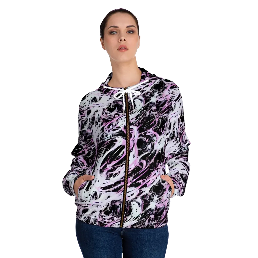 Electric Noir on Women's Full-Zip Hoodie — Front On Person