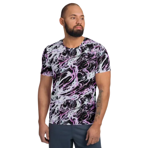 Electric Noir on a Men's Athletic T-Shirt