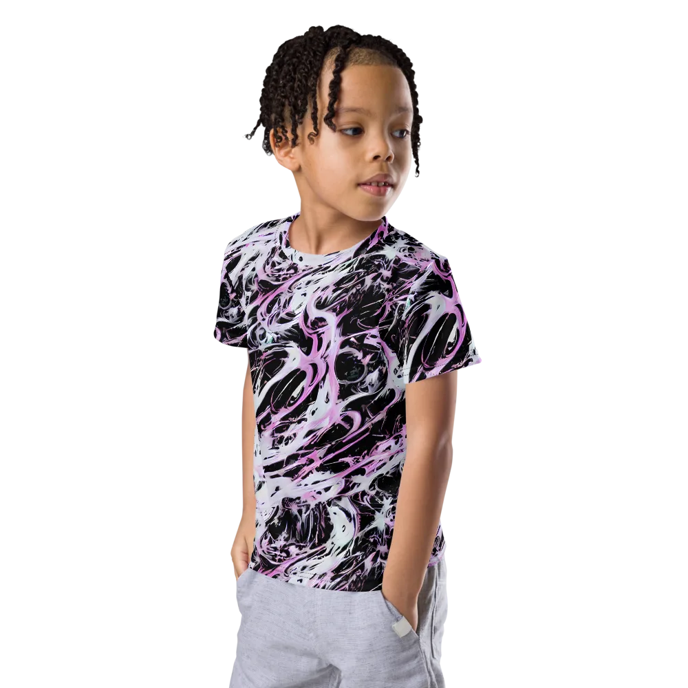 Electric Noir on Kids Crew Neck T-Shirt — Left Front