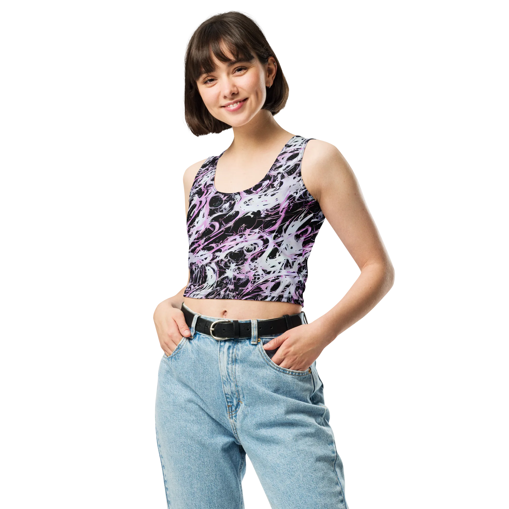 Electric Noir on Crop Top — Front