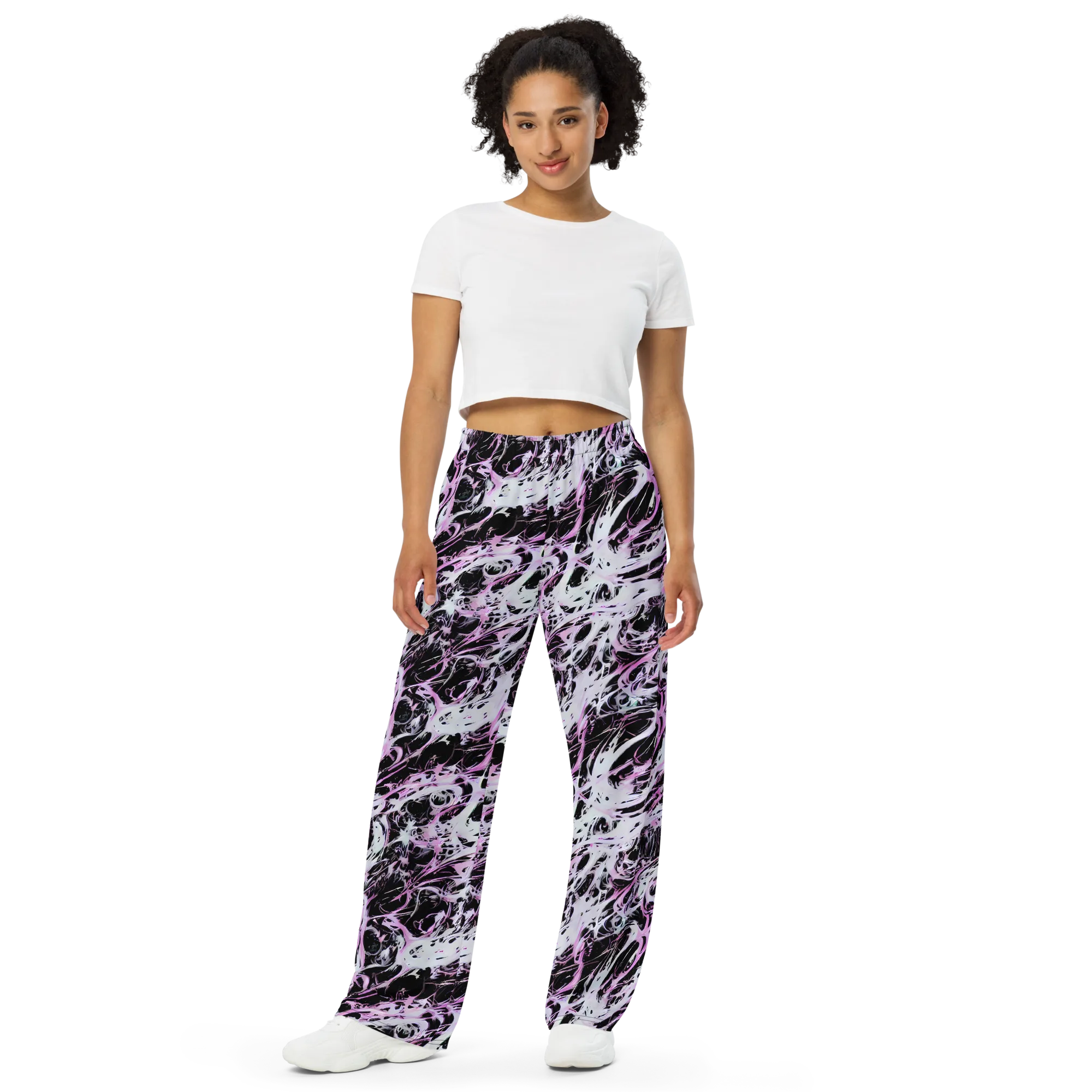 Electric Noir on Wide-Leg Pants — Front