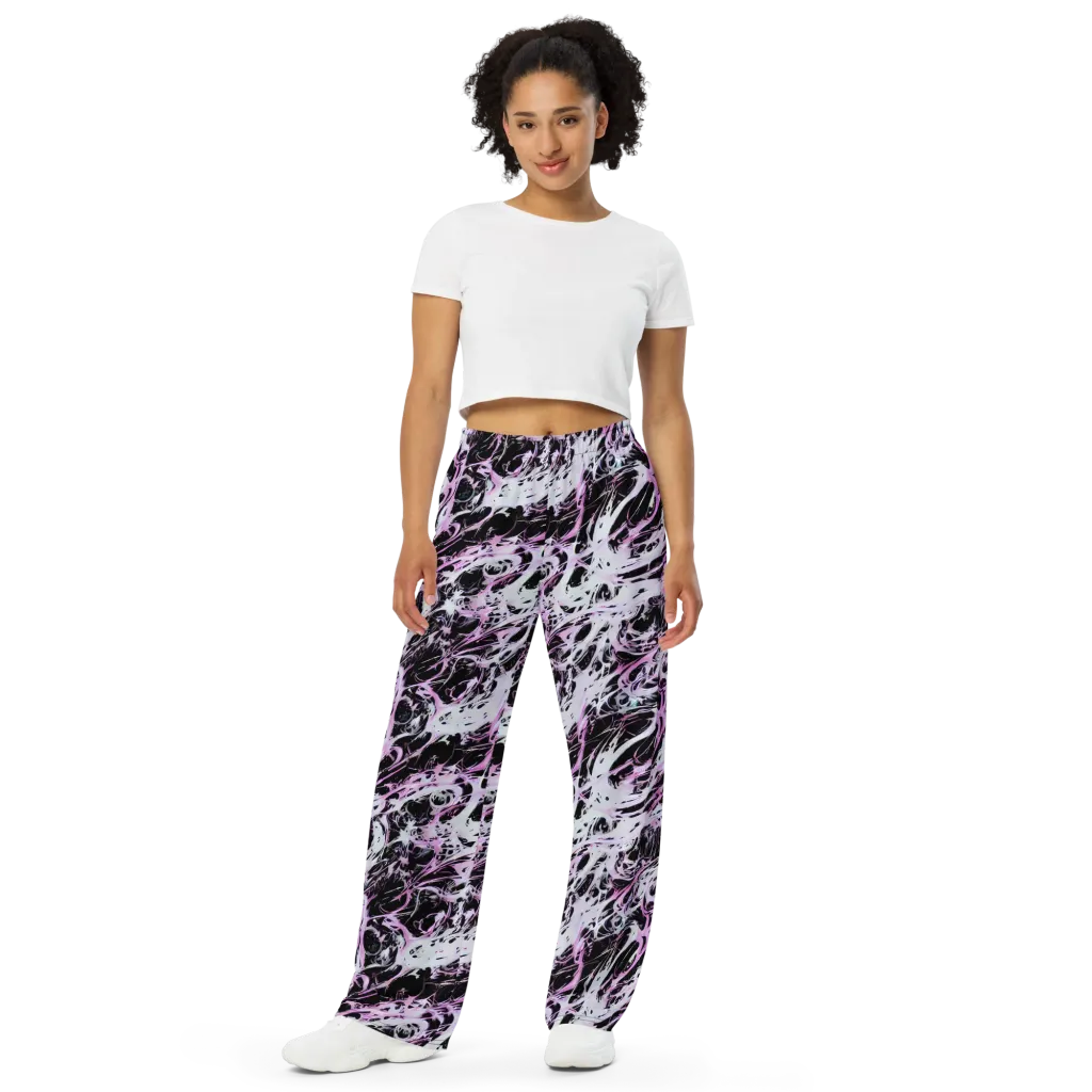 Electric Noir on Wide-Leg Pants — Front
