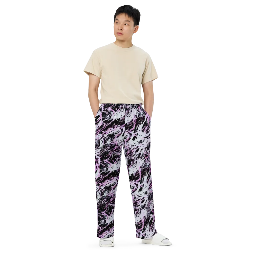 Electric Noir on Wide-Leg Pants — Front