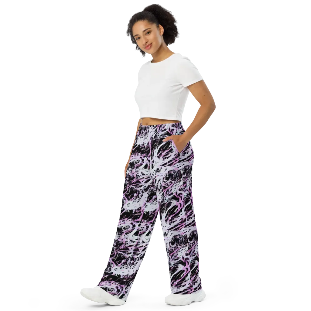 Electric Noir on Wide-Leg Pants — Left Front