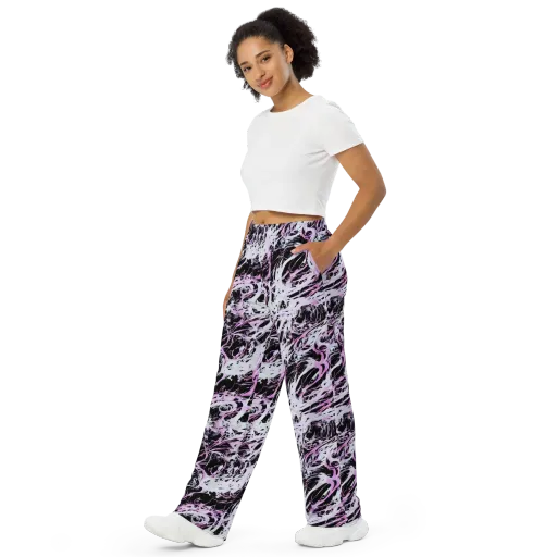 Electric Noir on a Wide-Leg Pants