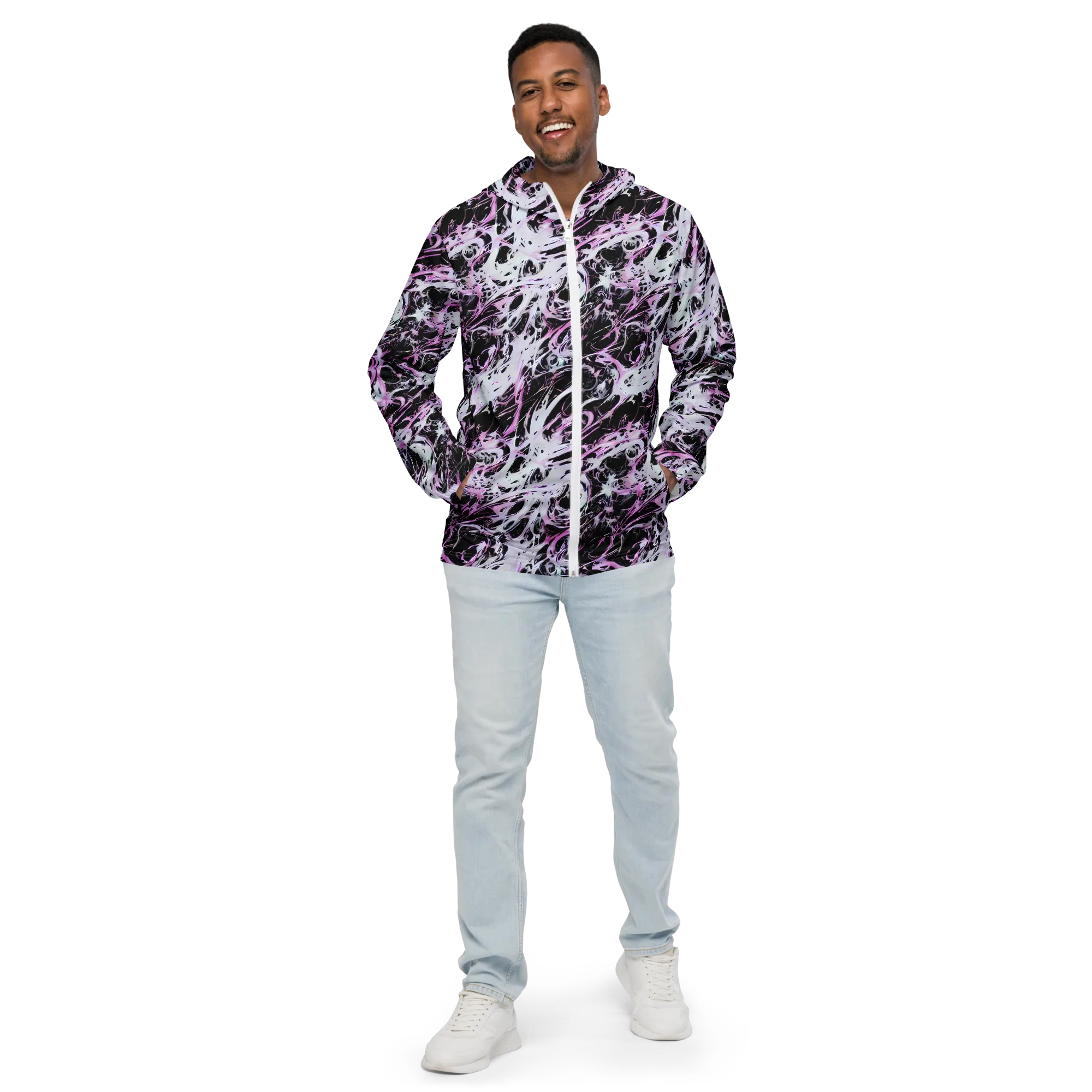 Electric Noir on Men's Windbreaker — Front