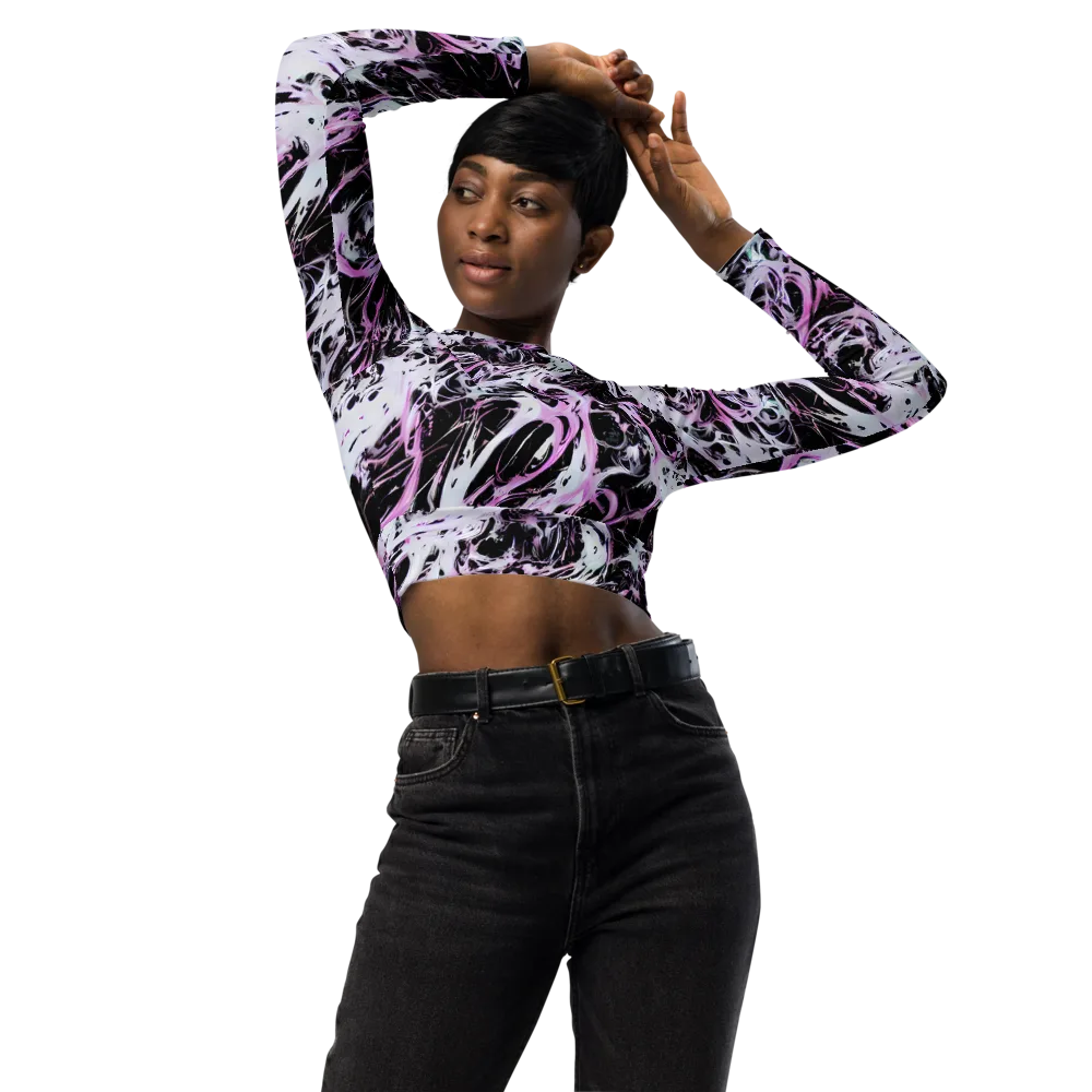 Electric Noir on Long Sleeve Crop Top — Front