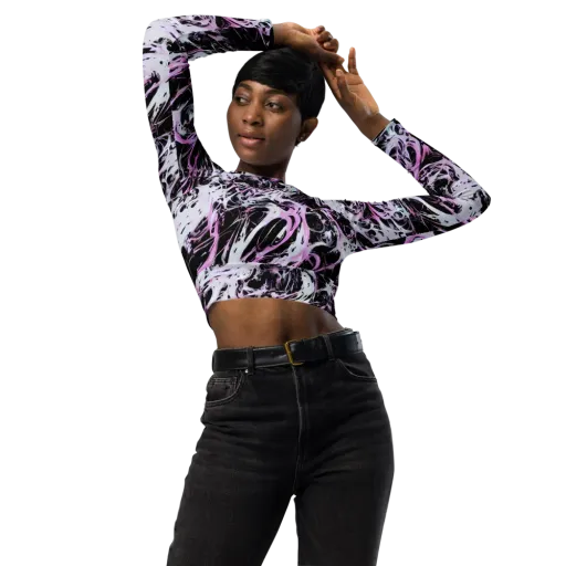 Electric Noir on a Long Sleeve Crop Top