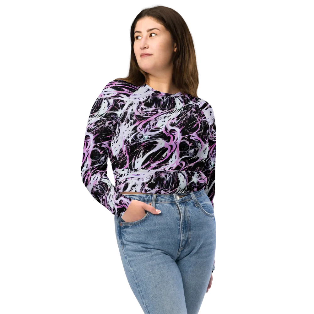 Electric Noir on Long Sleeve Crop Top — Front