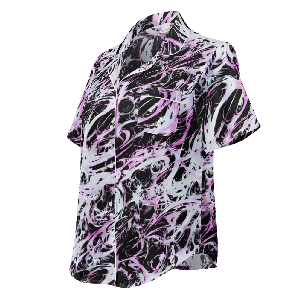 Electric Noir on Women's Short Sleeve Pajama Top — Left Front