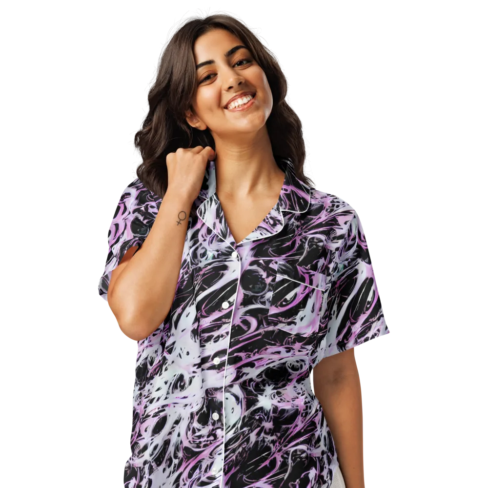 Electric Noir on Women's Short Sleeve Pajama Top — Front