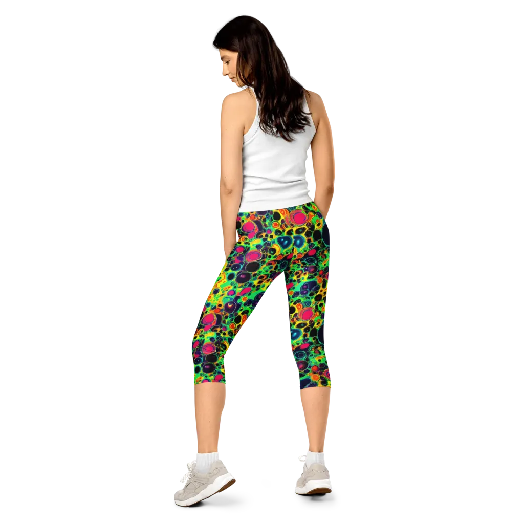 Vivid Spill on Capri Leggings — Back