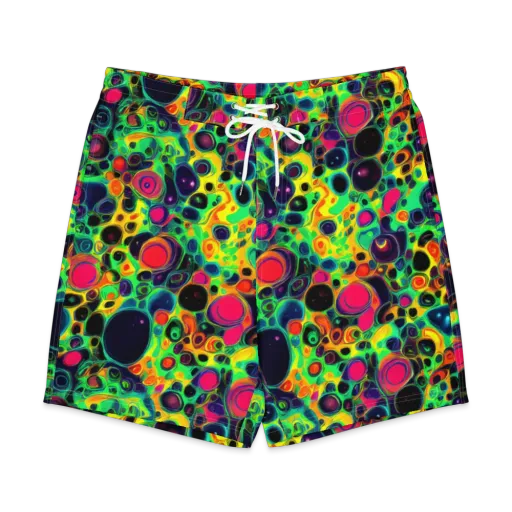 Vivid Spill on a Men's Board Shorts