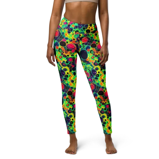 Vivid Spill on a Yoga Leggings