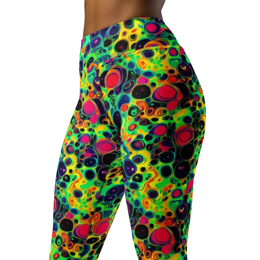 Vivid Spill on Yoga Leggings — Left Front