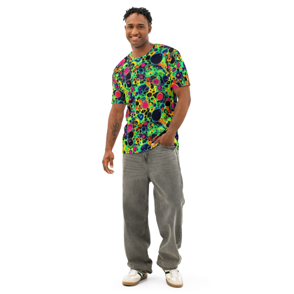 Vivid Spill on Men's Cotton Crew Neck T-Shirt — Front