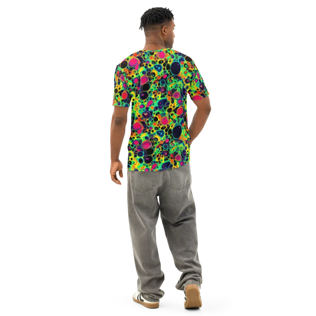 Vivid Spill on Men's Cotton Crew Neck T-Shirt — Back