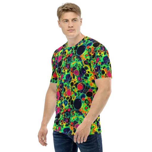Vivid Spill on a Men's Crew Neck T-Shirt