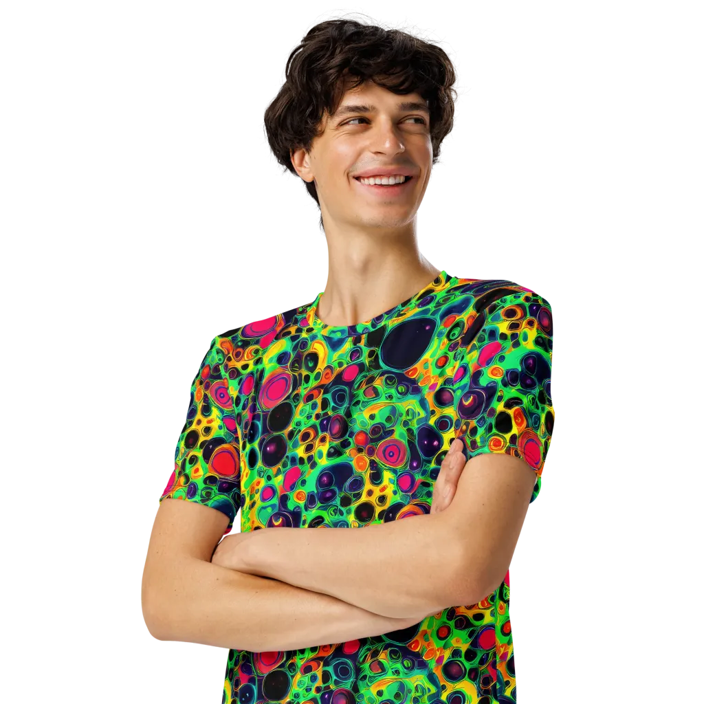 Vivid Spill on Men's Crew Neck T-Shirt — Left Front
