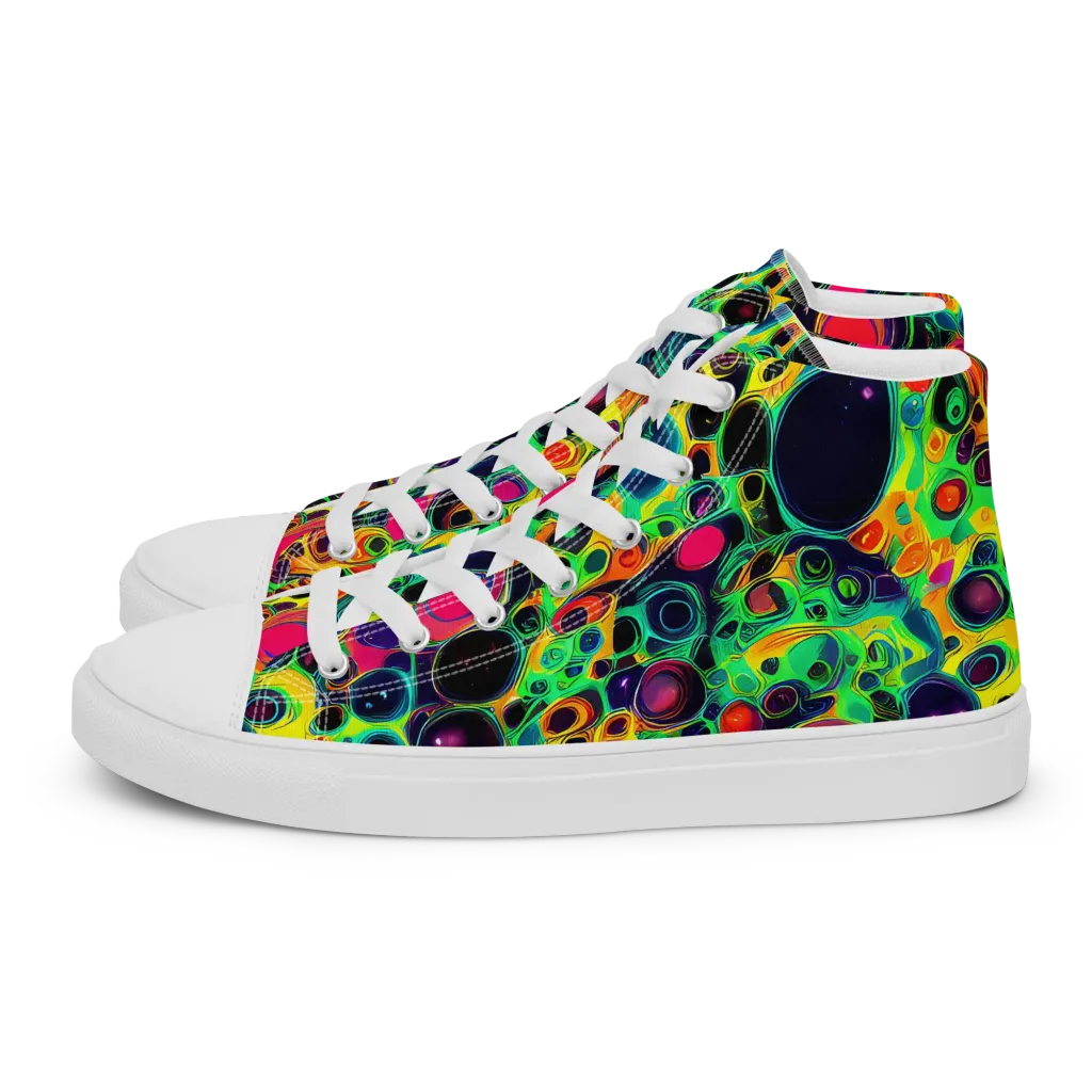 Vivid Spill on Men's High Top Canvas Shoes — Left