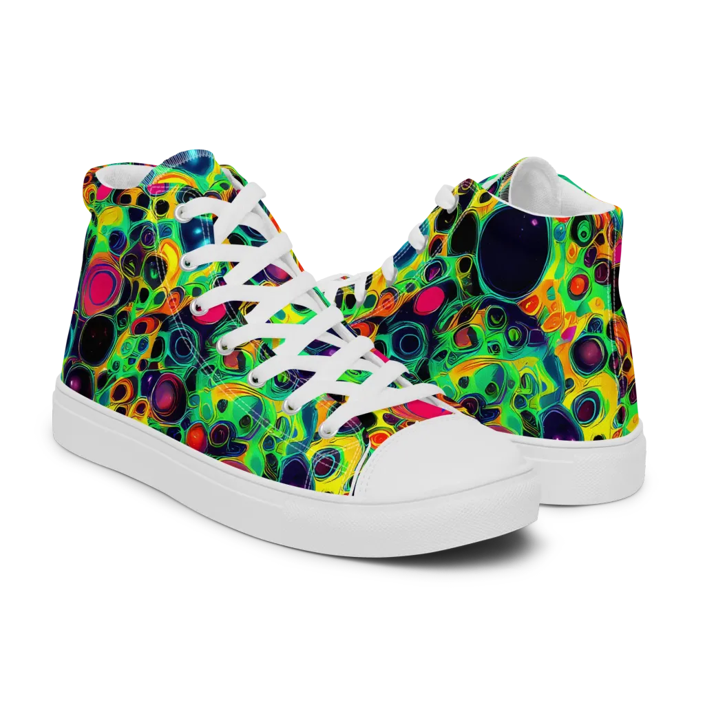 Vivid Spill on Men's High Top Canvas Shoes — Right
