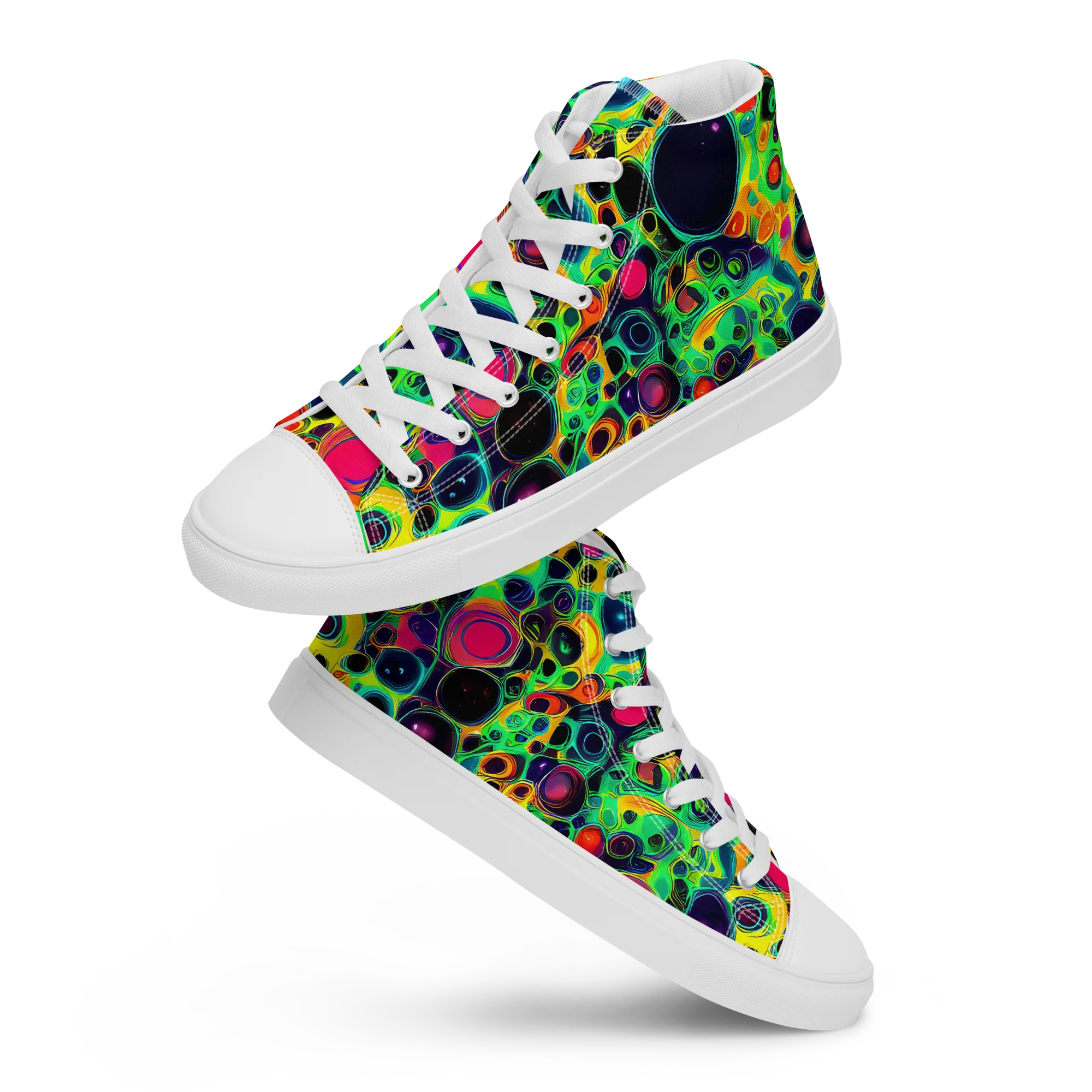 Vivid Spill on Men's High Top Canvas Shoes — Front