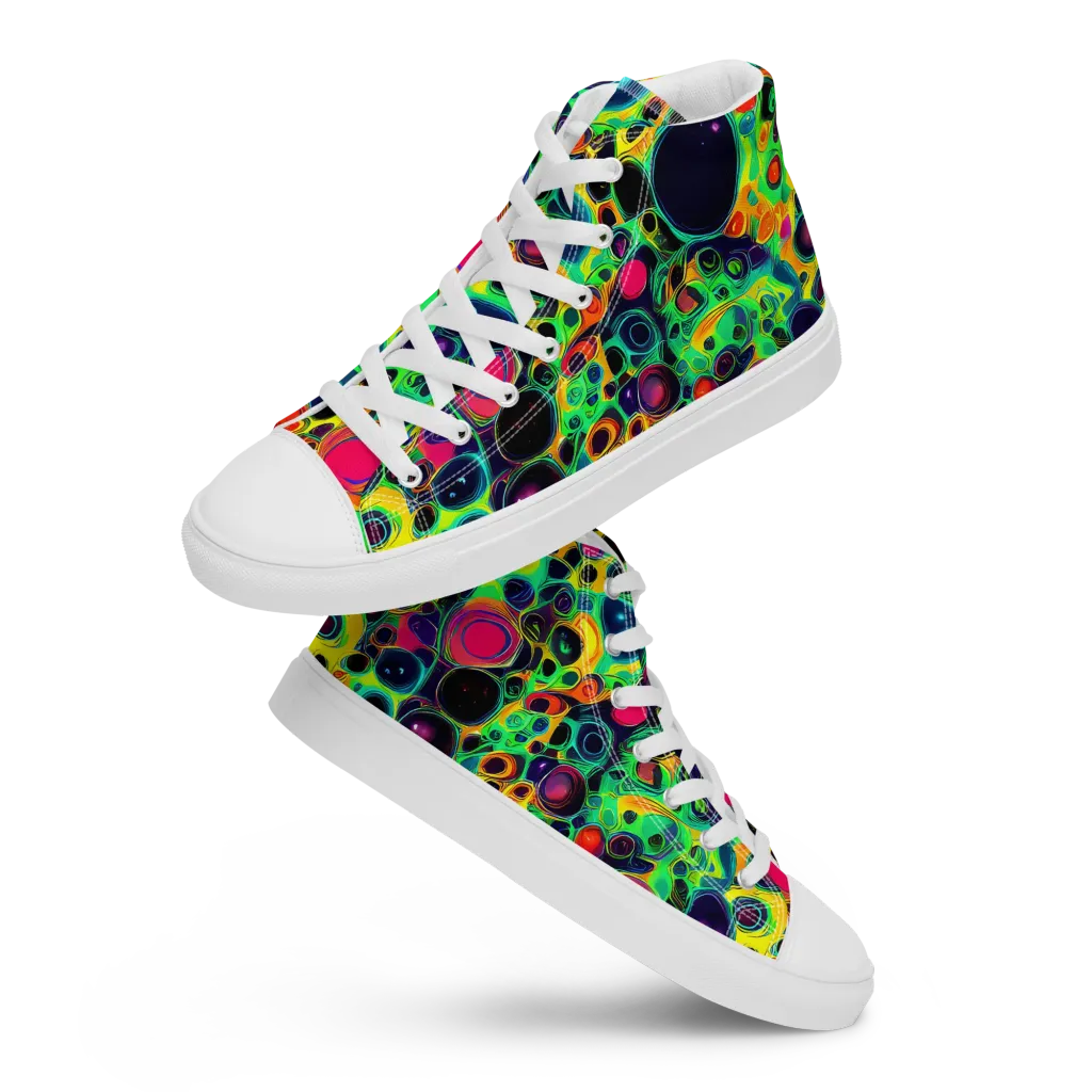 Vivid Spill on Men's High Top Canvas Shoes — Front