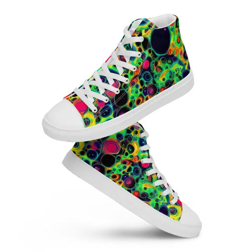 Vivid Spill on a Men's High Top Canvas Shoes