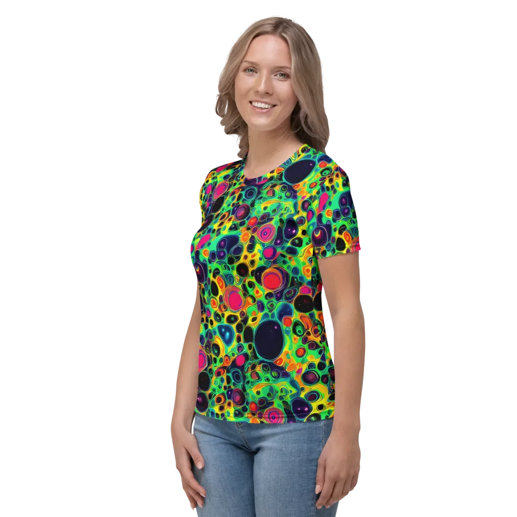 Vivid Spill on Women's Crew Neck T-Shirt — Left