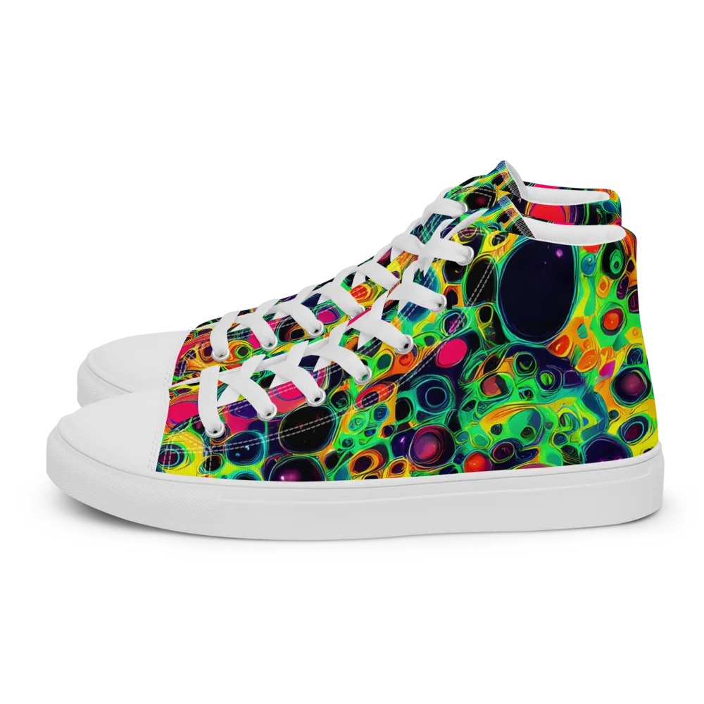 Vivid Spill on Women's High Top Canvas Shoes — Left
