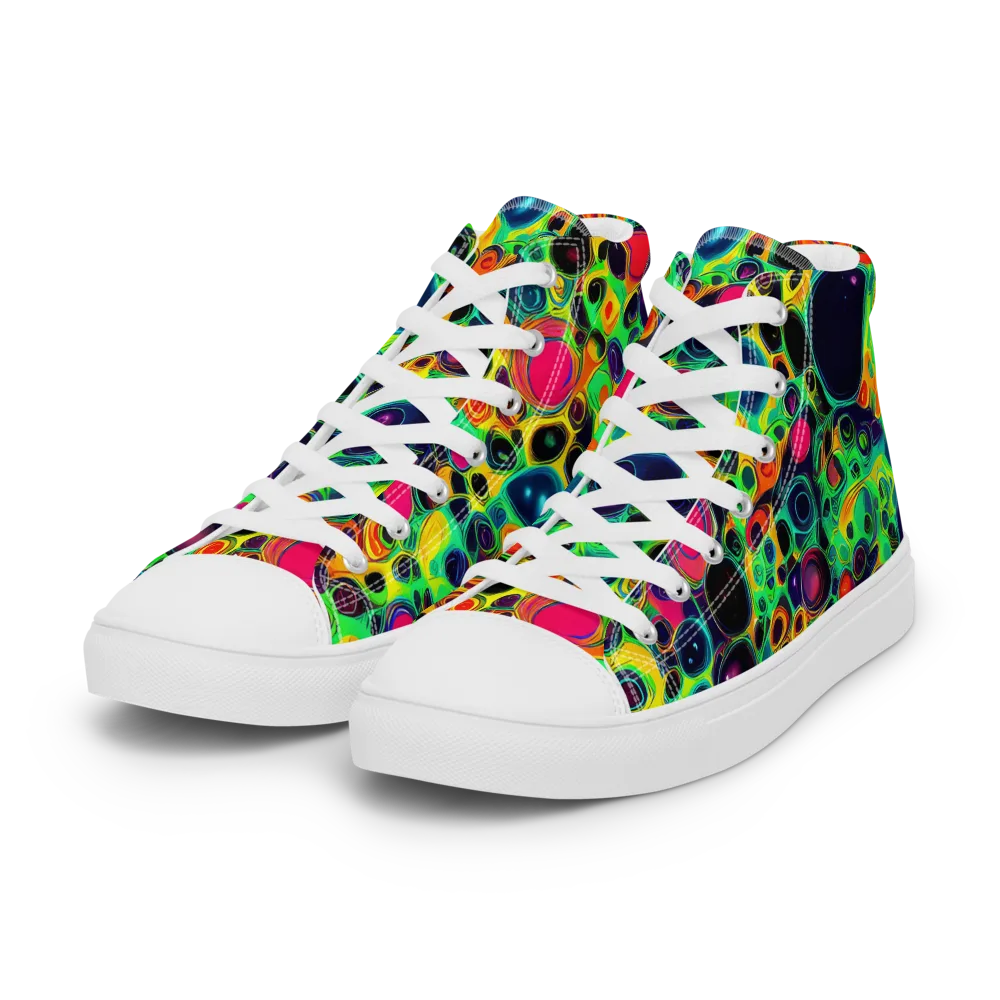 Vivid Spill on Women's High Top Canvas Shoes — Left Front