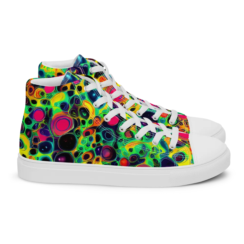 Vivid Spill on Women's High Top Canvas Shoes — Right