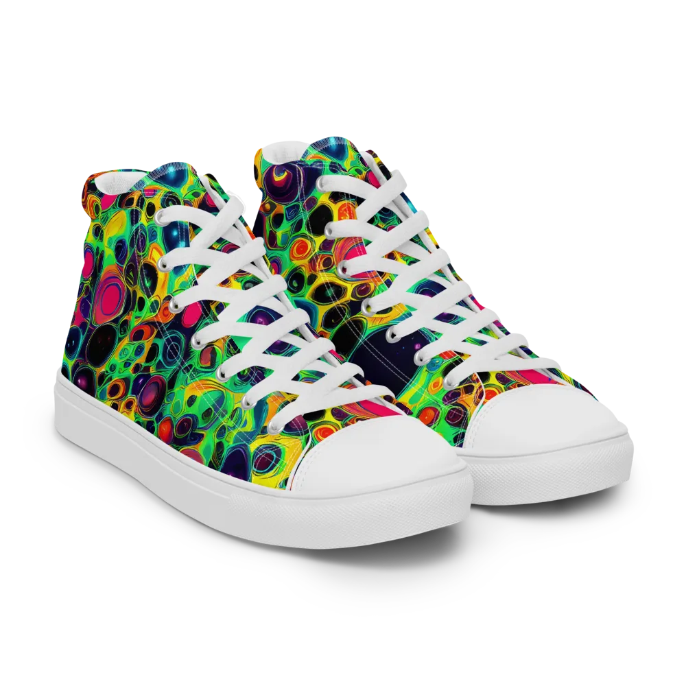 Vivid Spill on Women's High Top Canvas Shoes — Right Front