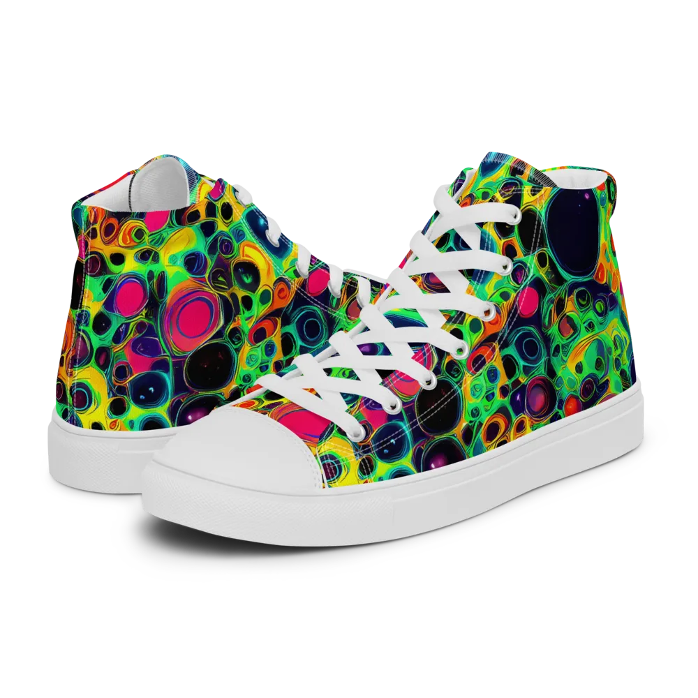 Vivid Spill on Women's High Top Canvas Shoes — Left