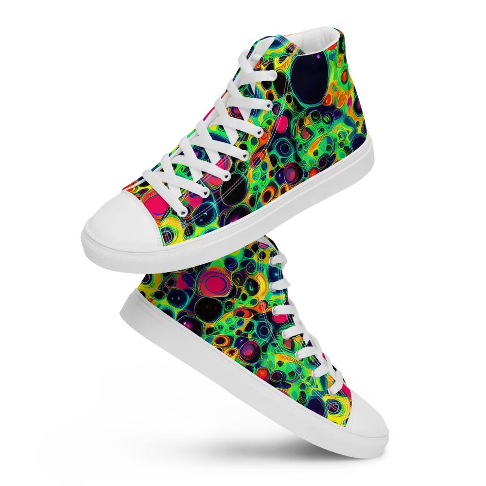 Vivid Spill on Women's High Top Canvas Shoes — Front