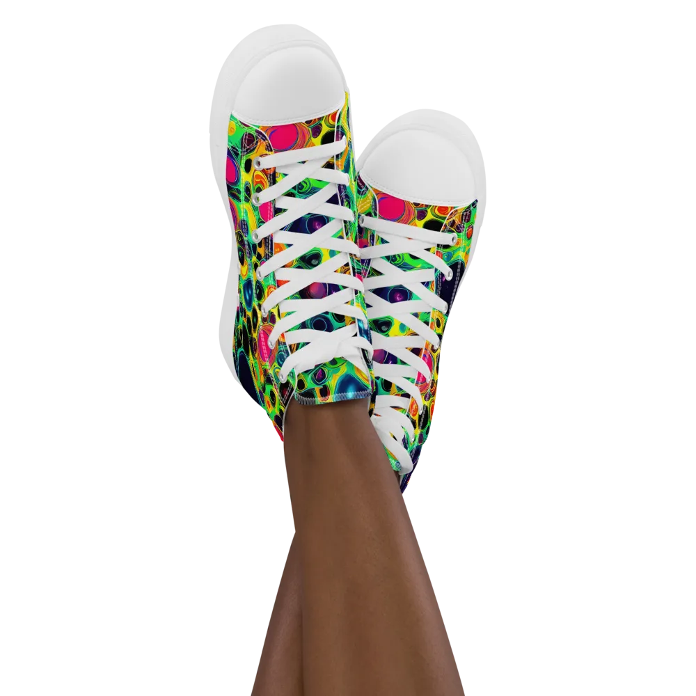 Vivid Spill on Women's High Top Canvas Shoes — Front